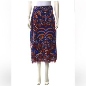 FARM Rio Vibrant Blue and Red Midi Skirt
